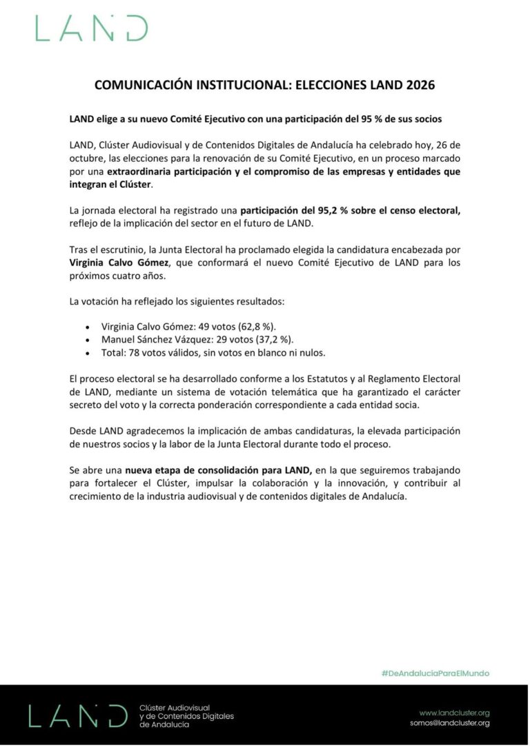Comunicación institucional de LAND: resultado de las elecciones 2026